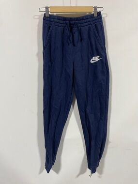 Nike kids Navy Joggers sweatpants with White Swoosh